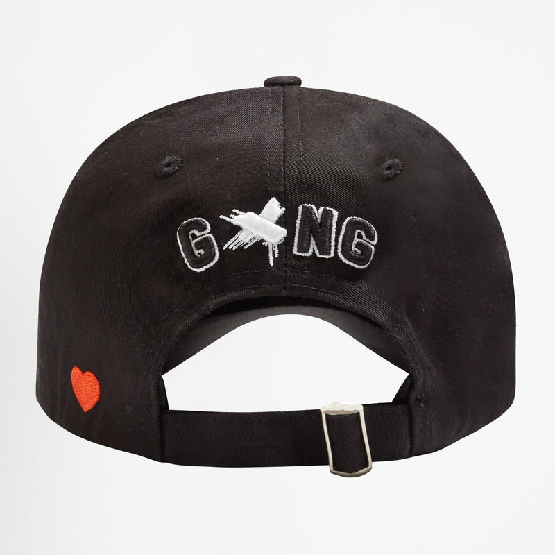 GXNG OUTLINE LOGO CAP - BLACK/WHITE - Gxngclothing